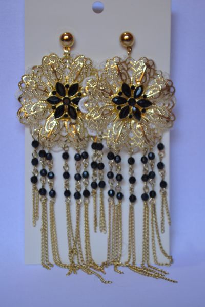 Maxi Brinco Preto Floral